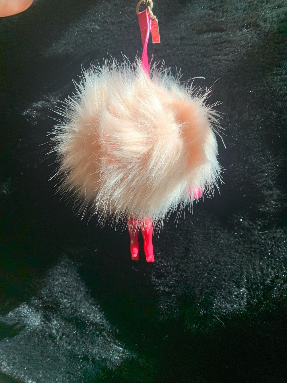 Victoria's Secret Pink Faux Fur Pom Keychain with Hot Pink Doll Legs